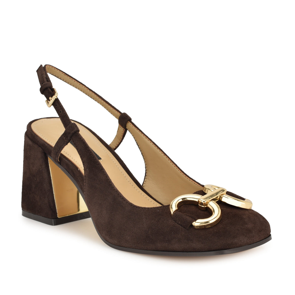 Cast Leather Block Heel Slingback Pumps