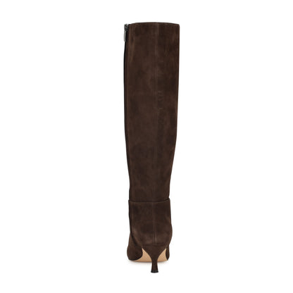 Somas Kitten Heel Wide Calf Leather Boots