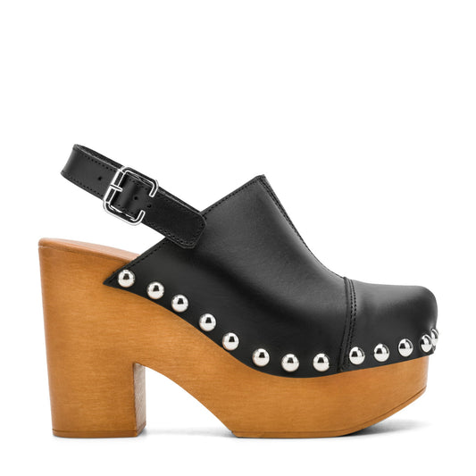 Toyz Studded Leather Slingback Clogs