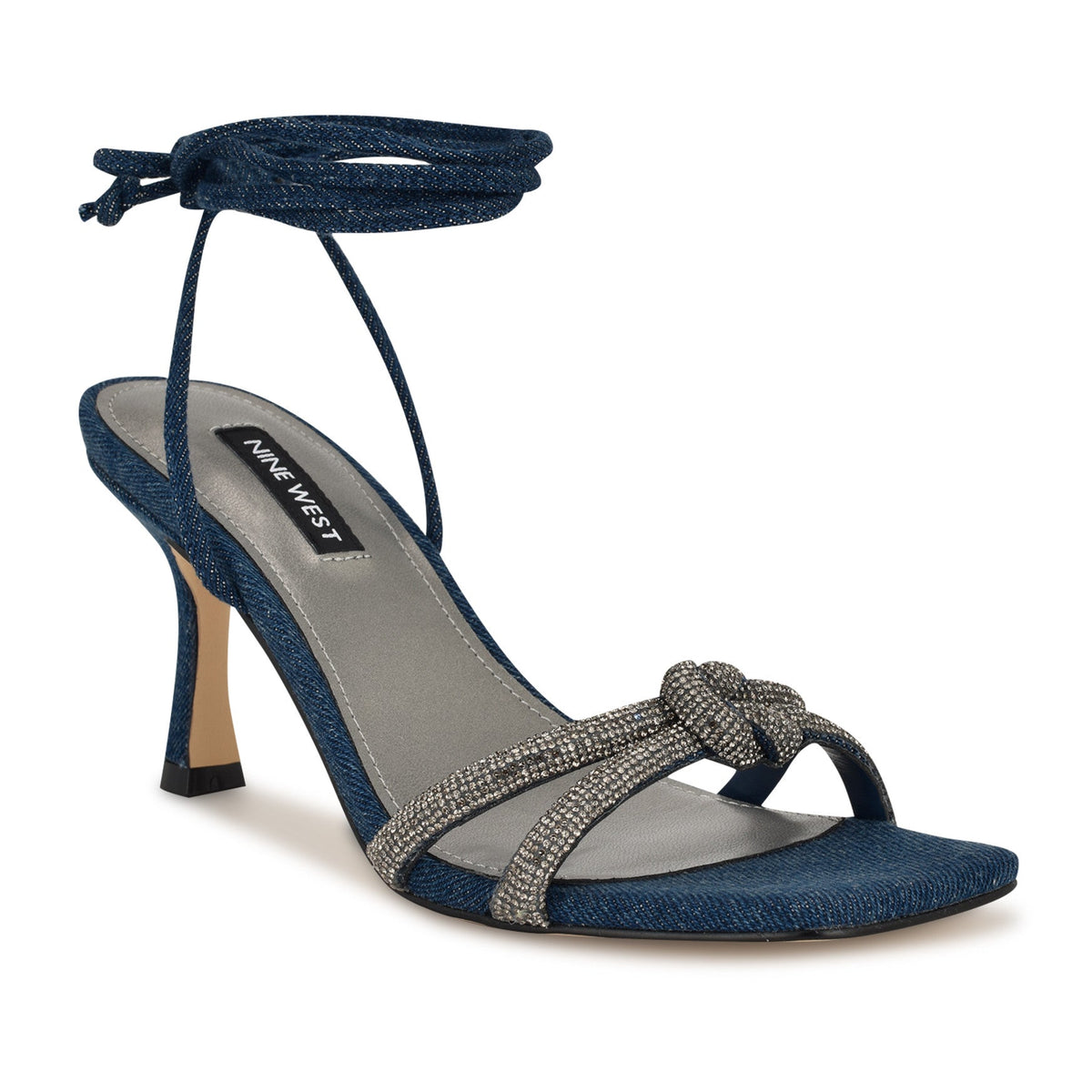 Raqchel Rhinestone Bow Ankle Wrap Sandals