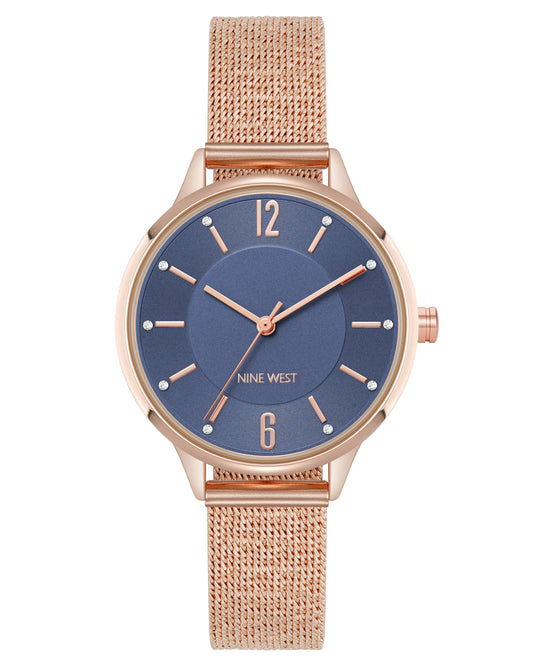 Crystal Accented Dial Mesh Watch
