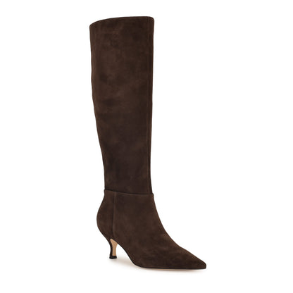 Somas Kitten Heel Wide Calf Leather Boots